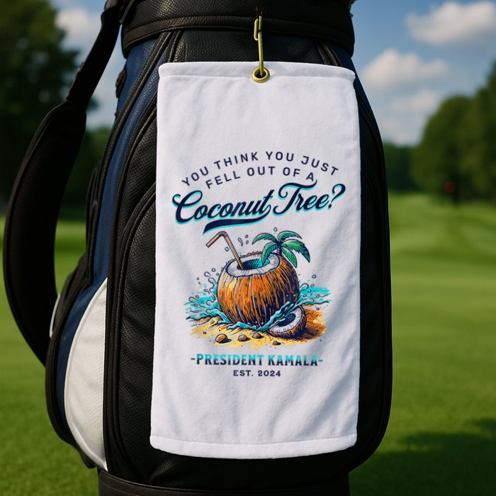 Kamala You Think You Just Fell Out Of A Coconut Tree Funny Golf Towel