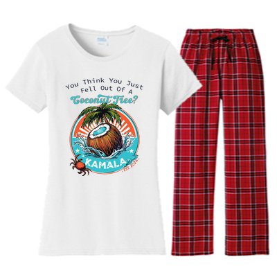 Kamala You Think You Just Fell Out Of A Coconut Tree Funny Women's Flannel Pajama Set