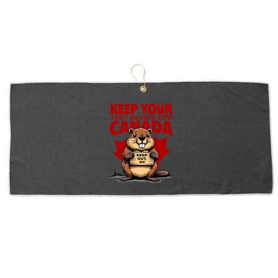 Keep Your Tiny Hands Off Canada Is Not For Sale Funny Large Microfiber Waffle Golf Towel