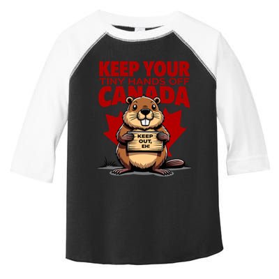 Keep Your Tiny Hands Off Canada Is Not For Sale Funny Toddler Fine Jersey T-Shirt