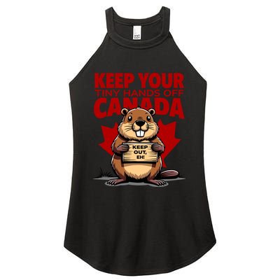 Keep Your Tiny Hands Off Canada Is Not For Sale Funny Women's Perfect Tri Rocker Tank