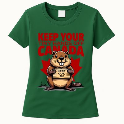 Keep Your Tiny Hands Off Canada Is Not For Sale Funny Womens T-Shirt
