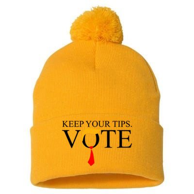 Keep Your Tips Vote Trump 2024 Im Voting Convicted Felon Pom Pom 12in Knit Beanie