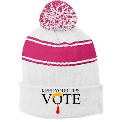 Keep Your Tips Vote Trump 2024 Im Voting Convicted Felon Stripe Pom Pom Beanie