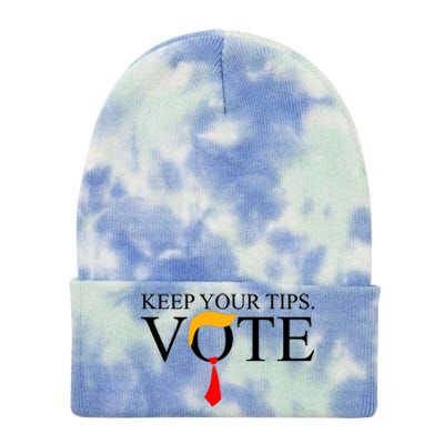 Keep Your Tips Vote Trump 2024 Im Voting Convicted Felon Tie Dye 12in Knit Beanie