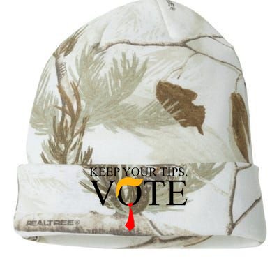 Keep Your Tips Vote Trump 2024 Im Voting Convicted Felon Kati Licensed 12" Camo Beanie