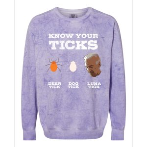 Know Your Ticks Joe Biden Gop Trump 2020 Funny Sleepy Creepy Gift Colorblast Crewneck Sweatshirt