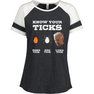 Know Your Ticks Joe Biden Gop Trump 2020 Funny Sleepy Creepy Gift Enza Ladies Jersey Colorblock Tee