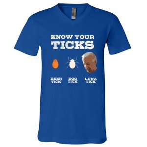 Know Your Ticks Joe Biden Gop Trump 2020 Funny Sleepy Creepy Gift V-Neck T-Shirt