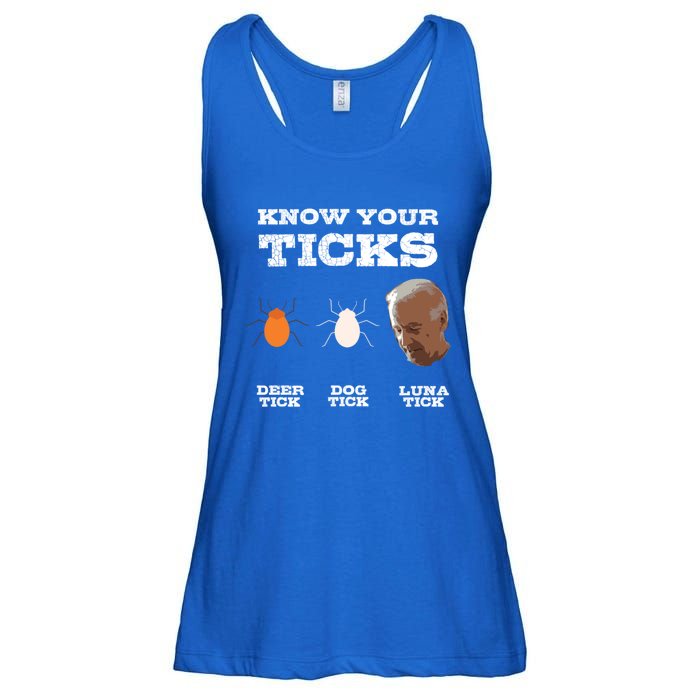 Know Your Ticks Joe Biden Gop Trump 2020 Funny Sleepy Creepy Gift Ladies Essential Flowy Tank