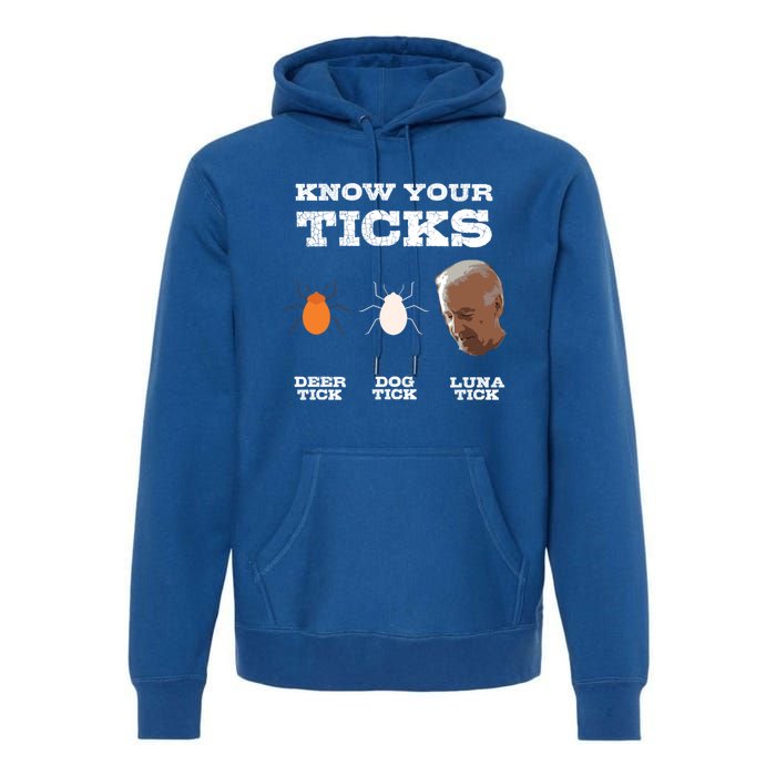 Know Your Ticks Joe Biden Gop Trump 2020 Funny Sleepy Creepy Gift Premium Hoodie