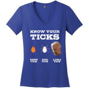 Know Your Ticks Joe Biden Gop Trump 2020 Funny Sleepy Creepy Gift Women's V-Neck T-Shirt