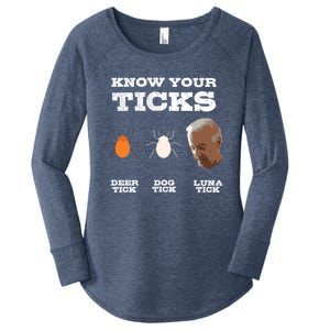 Know Your Ticks Joe Biden Gop Trump 2020 Funny Sleepy Creepy Gift Women's Perfect Tri Tunic Long Sleeve Shirt