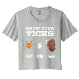 Know Your Ticks Joe Biden Gop Trump 2020 Funny Sleepy Creepy Gift Women's Crop Top Tee