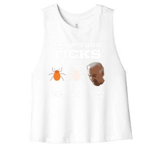 Know Your Ticks Joe Biden Gop Trump 2020 Funny Sleepy Creepy Gift Women's Racerback Cropped Tank