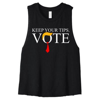 Keep Your Tips Vote Trump 2024 IM Voting Convicted Felon Women's Racerback Cropped Tank