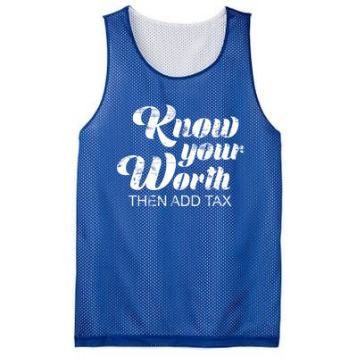 Know Your Worth Then Add Tax Cute Gift Mesh Reversible Basketball Jersey Tank