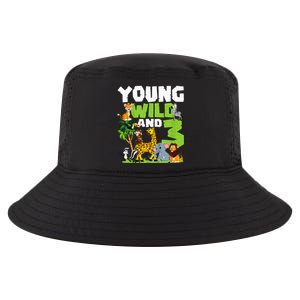 Kids Young Wild And 3 Safari Animal Themed 3rd Birthday Party Cool Comfort Performance Bucket Hat