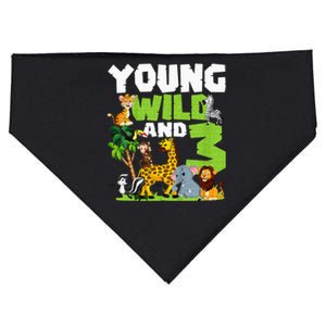 Kids Young Wild And 3 Safari Animal Themed 3rd Birthday Party USA-Made Doggie Bandana