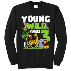 Kids Young Wild And 3 Safari Animal Themed 3rd Birthday Party Sweatshirt