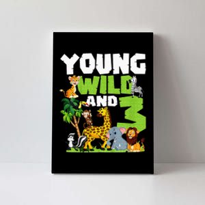 Kids Young Wild And 3 Safari Animal Themed 3rd Birthday Party Canvas