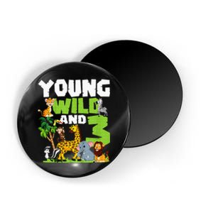 Kids Young Wild And 3 Safari Animal Themed 3rd Birthday Party Magnet