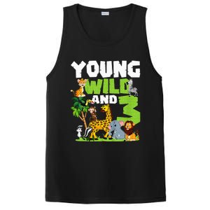 Kids Young Wild And 3 Safari Animal Themed 3rd Birthday Party PosiCharge Competitor Tank