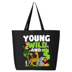 Kids Young Wild And 3 Safari Animal Themed 3rd Birthday Party 25L Jumbo Tote