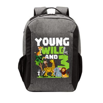 Kids Young Wild And 3 Safari Animal Themed 3rd Birthday Party Vector Backpack