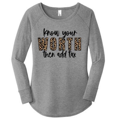 Know Your Worth Then Add Tax Sfunny Giftlove Motivational Moms Meaningful Gift Women's Perfect Tri Tunic Long Sleeve Shirt