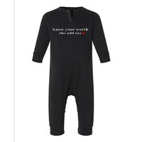 Know Your Worth The Add Tax Infant Fleece One Piece