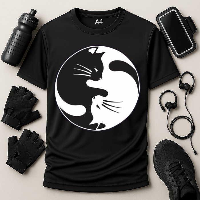 Kawaki Ying Yang Cat Cooling Performance Crew T-Shirt