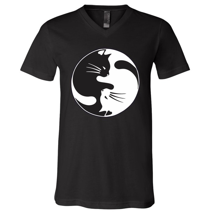 Kawaki Ying Yang Cat V-Neck T-Shirt