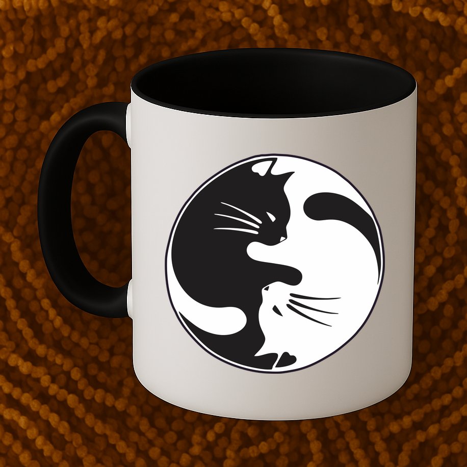 Kawaki Ying Yang Cat Mug