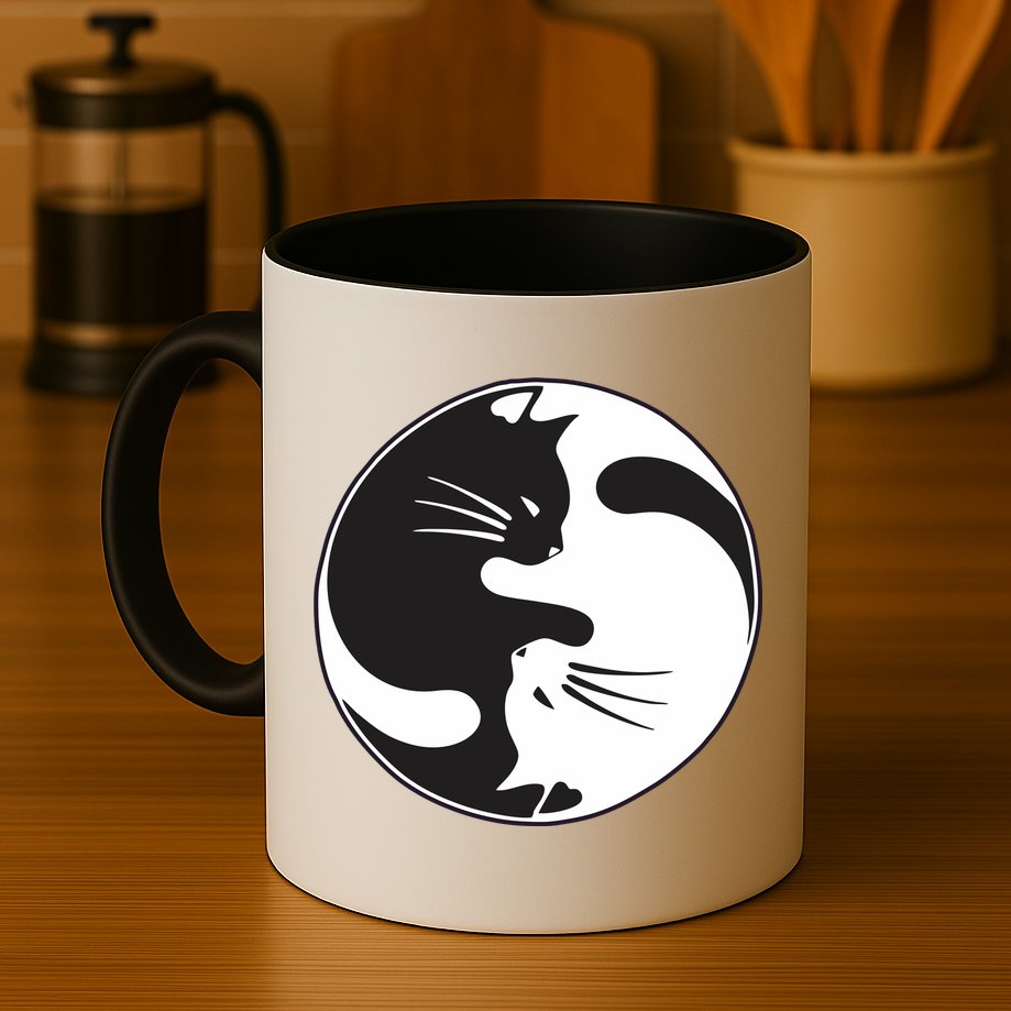 Kawaki Ying Yang Cat Mug