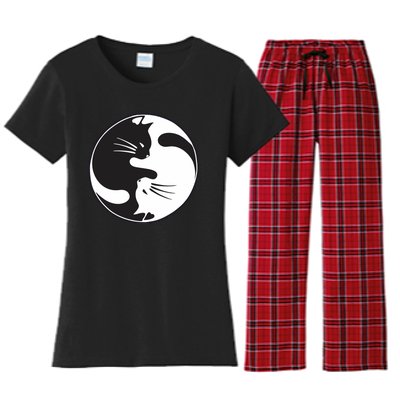 Kawaki Ying Yang Cat Women's Flannel Pajama Set