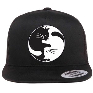 Kawaki Ying Yang Cat Flat Bill Trucker Hat