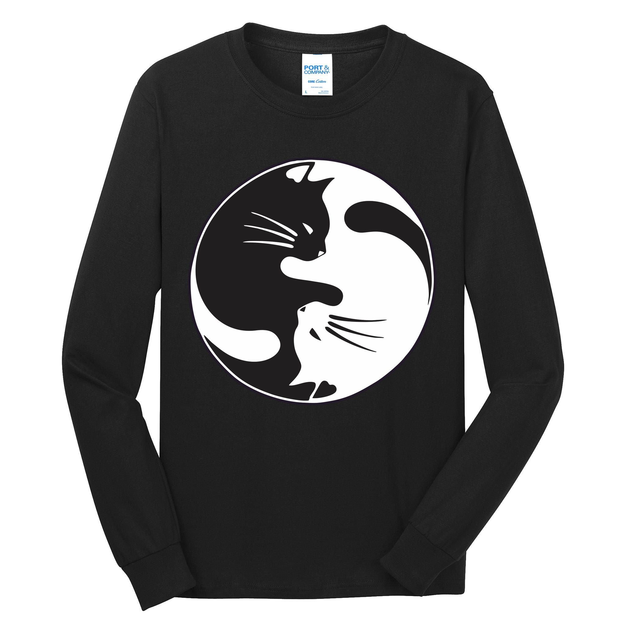 Kawaki Ying Yang Cat Tall Long Sleeve T-Shirt