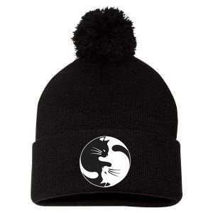 Kawaki Ying Yang Cat Pom Pom 12in Knit Beanie