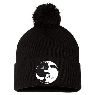 Kawaki Ying Yang Cat Pom Pom 12in Knit Beanie