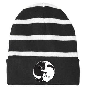 Kawaki Ying Yang Cat Striped Beanie with Solid Band