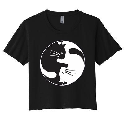 Kawaki Ying Yang Cat Women's Crop Top Tee