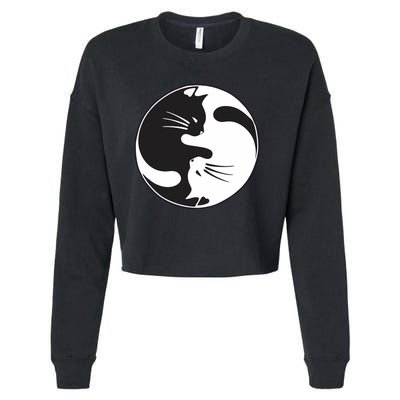 Kawaki Ying Yang Cat Cropped Pullover Crew