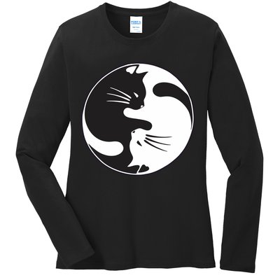 Kawaki Ying Yang Cat Ladies Long Sleeve Shirt