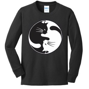 Kawaki Ying Yang Cat Kids Long Sleeve Shirt