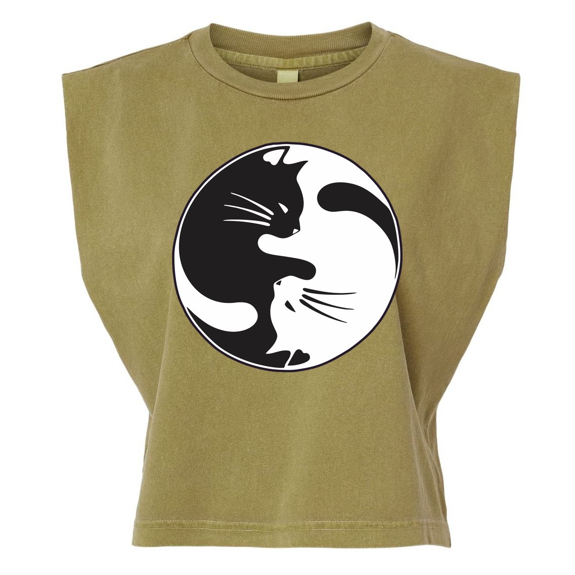 Kawaki Ying Yang Cat Garment-Dyed Women's Muscle Tee