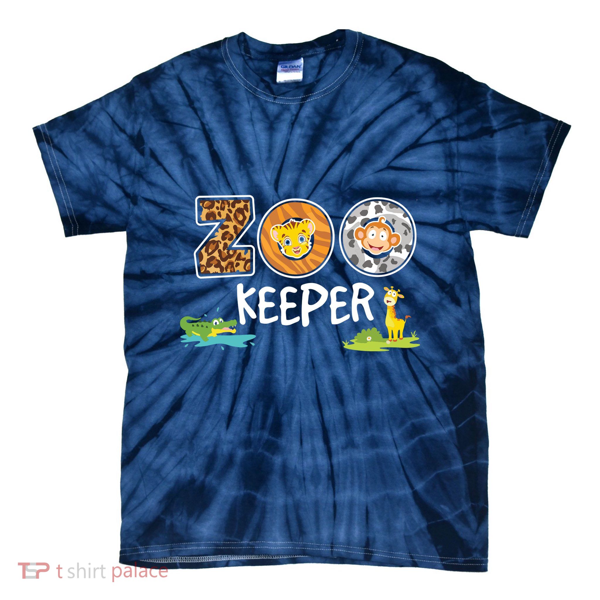 Kids Zookeeper Costume African Savanna Zoo Keeper Animals Lover Tie-Dye T-Shirt