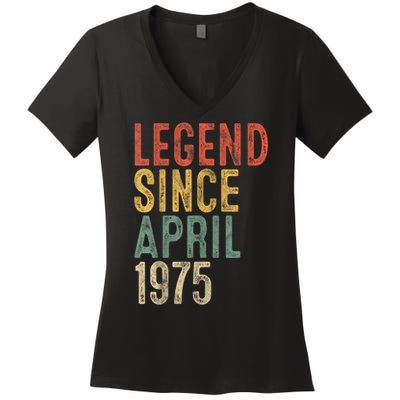 Legend 1975 50th Birthday For 50 Year Old Women's V-Neck T-Shirt