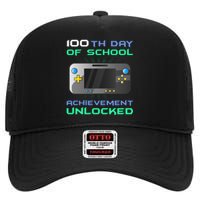 Level 100th Achievement Unlocked100 Days Of School High Crown Mesh Back Trucker Hat