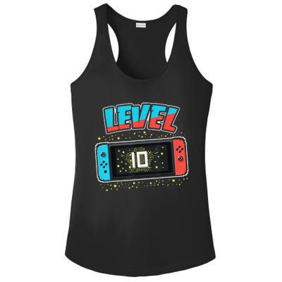 Level 10 Birthday 10 Years Old Video Games Gifts Ladies PosiCharge Competitor Racerback Tank